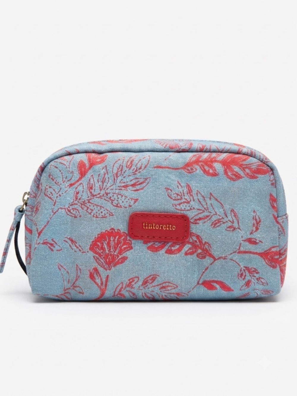 Tintoretto Blue and Red Floral Print Makeup Pouch / Bag - Italian